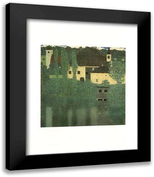 Unterach Manor and Lock Chamber on the Attersee Lake, c.1908 15x18 Black Modern Wood Framed Art Print Poster by Klimt, Gustav