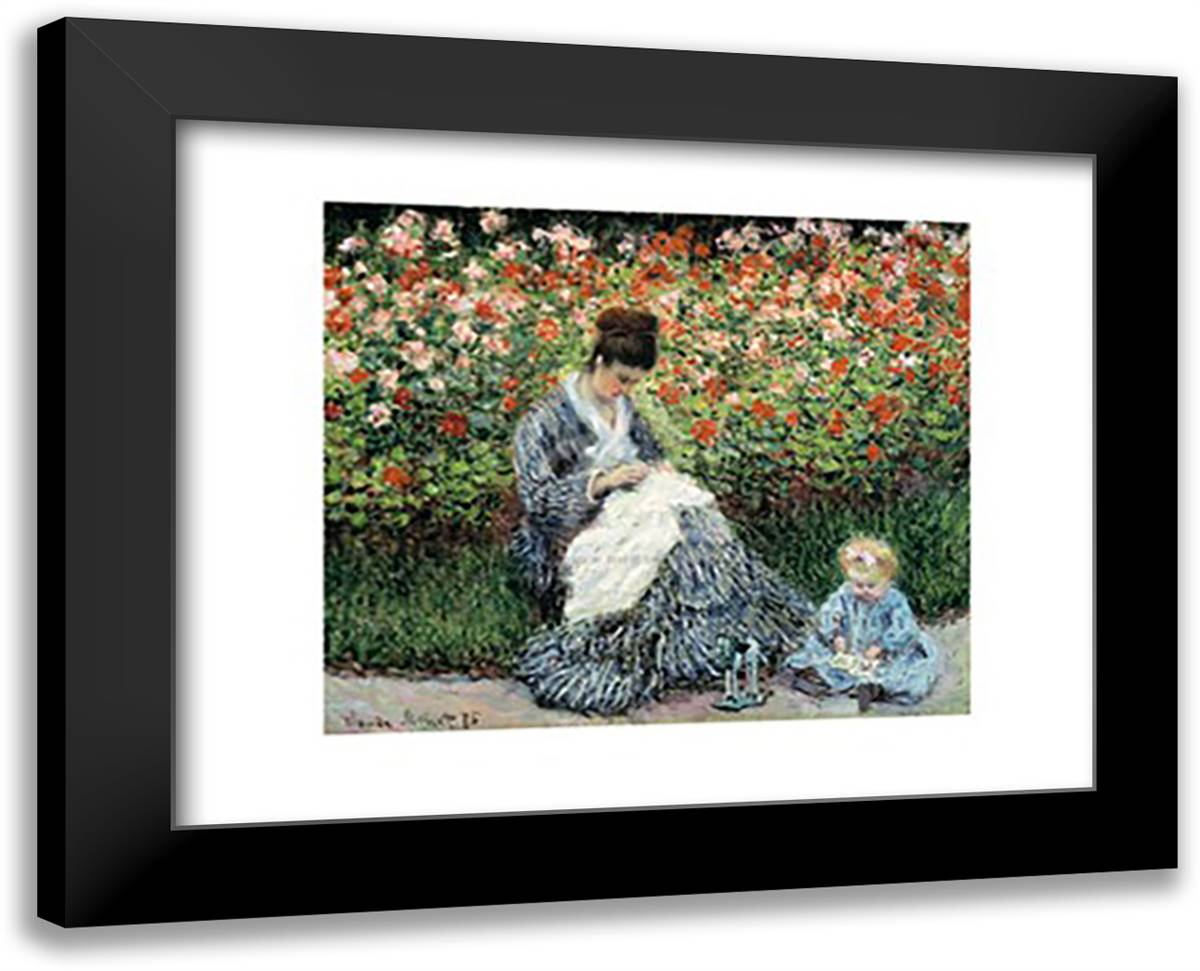 Camille Monet with a Child 18x15 Black Modern Wood Framed Art Print Poster by Monet, Claude