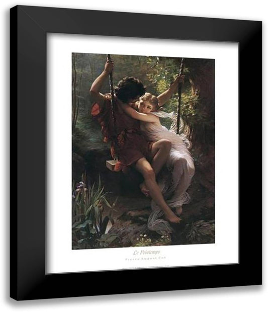 Le printemps 15x18 Black Modern Wood Framed Art Print Poster by Cot, Pierre Auguste