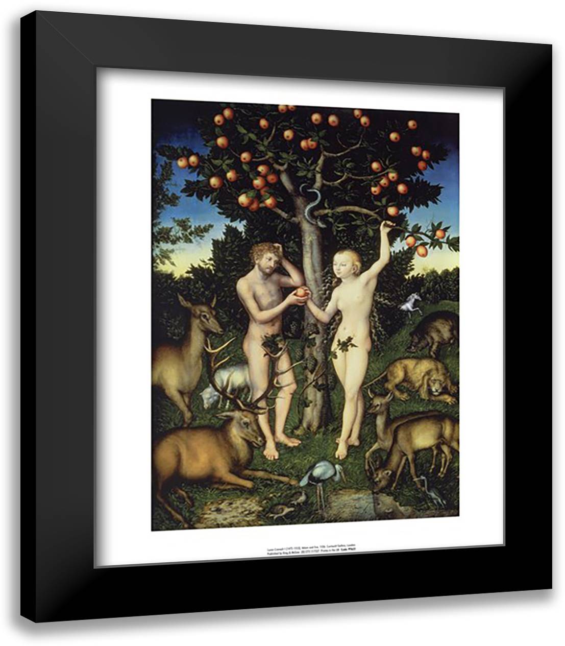 Adam and Eve 15x18 Black Modern Wood Framed Art Print Poster by Cranach the Elder