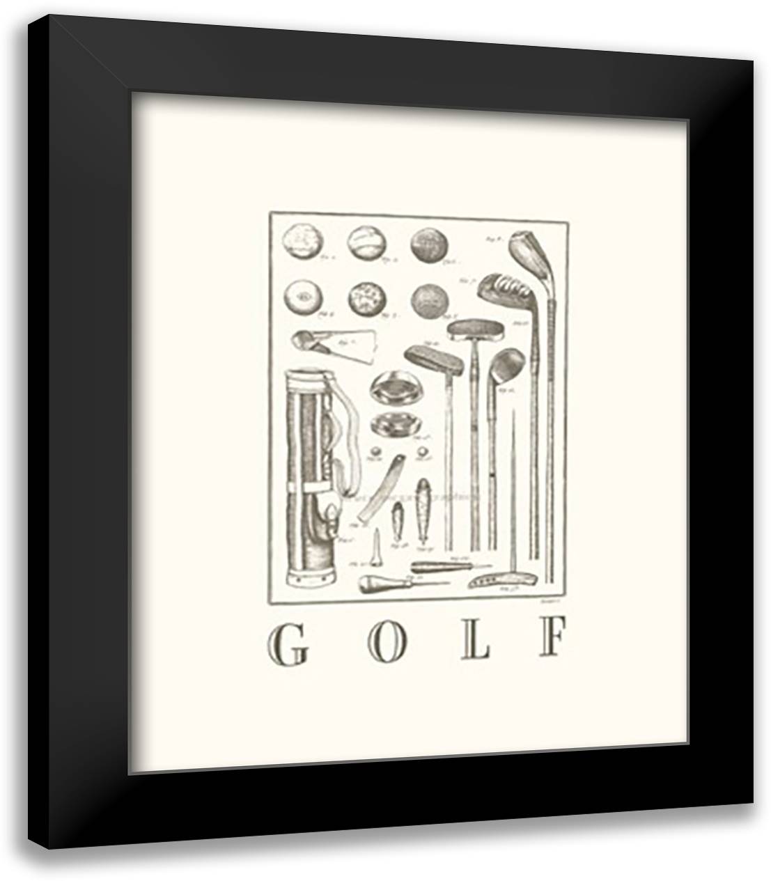 Golf (serigraph) 15x18 Black Modern Wood Framed Art Print Poster by Gower, Neil