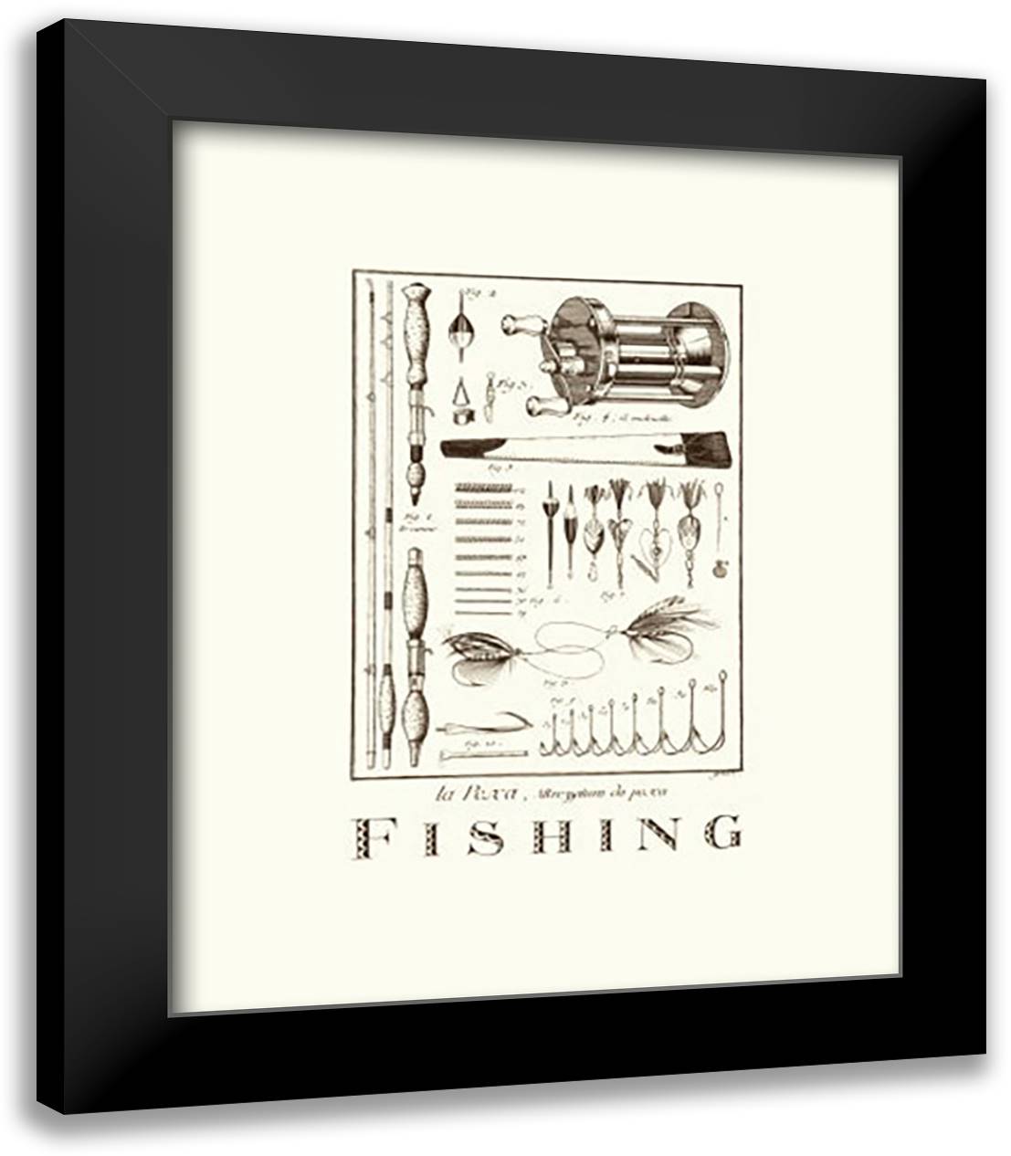 Fishing (serigraph) 15x18 Black Modern Wood Framed Art Print Poster by Gower, Neil