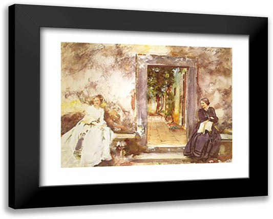 The Garden Wall 18x15 Black Modern Wood Framed Art Print Poster by Sargent, John Singer