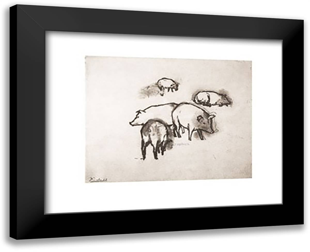 Pigs 18x15 Black Modern Wood Framed Art Print Poster by Picasso, Pablo