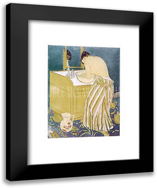 Woman Bathing 15x18 Black Modern Wood Framed Art Print Poster by Cassatt, Mary