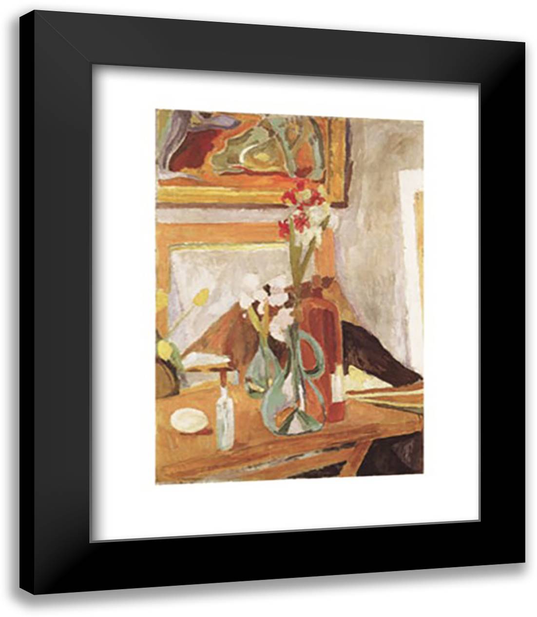 Flowers and Studio 15x18 Black Modern Wood Framed Art Print Poster by Bell, V.