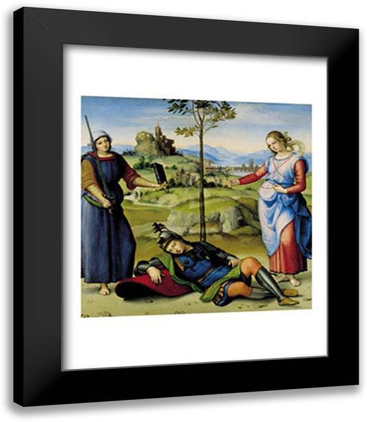 An Allegory ('Vision of a Knight') 15x18 Black Modern Wood Framed Art Print Poster by Raphael