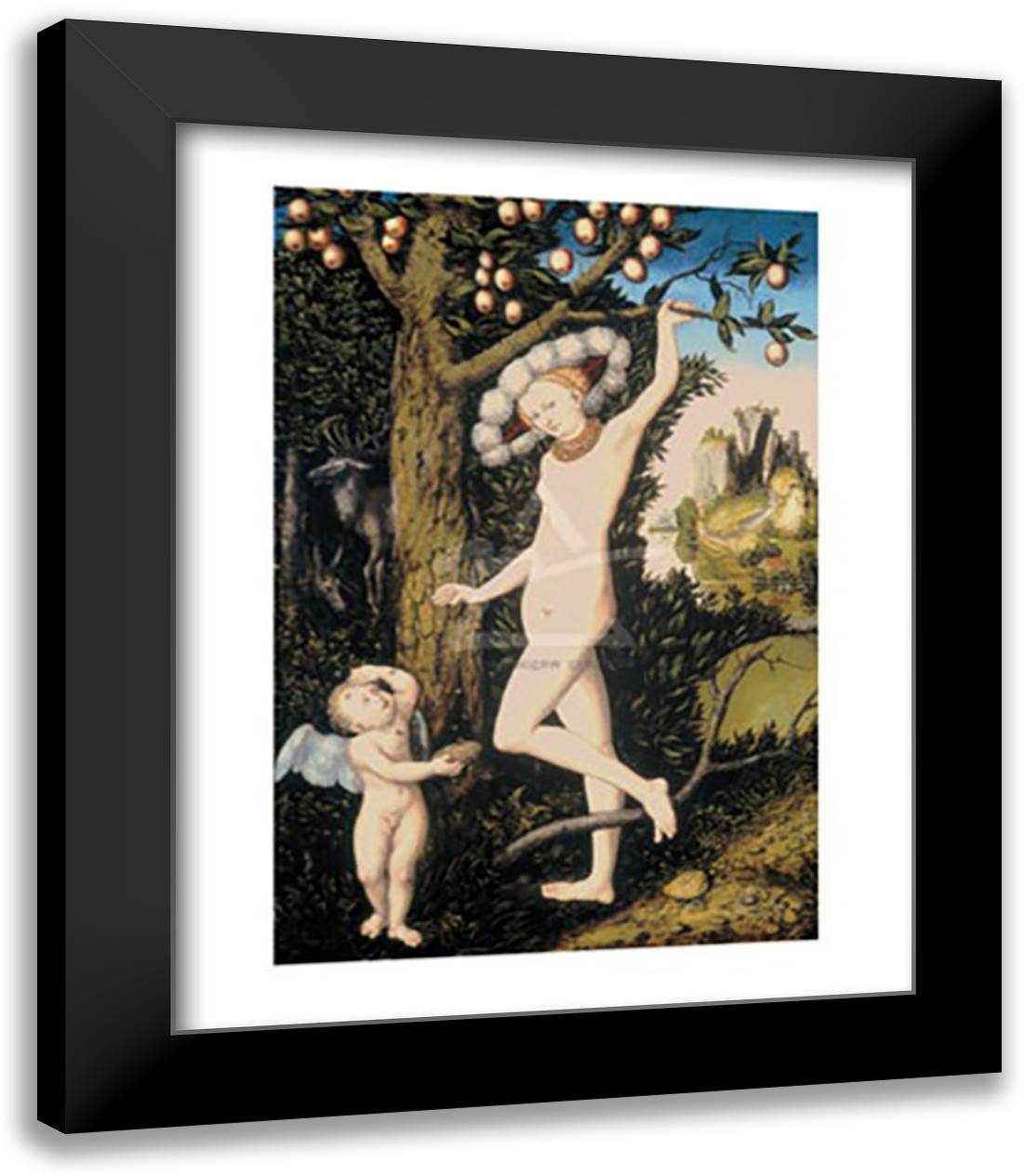Cupid complaining to Venus 15x18 Black Modern Wood Framed Art Print Poster by Cranach the Elder
