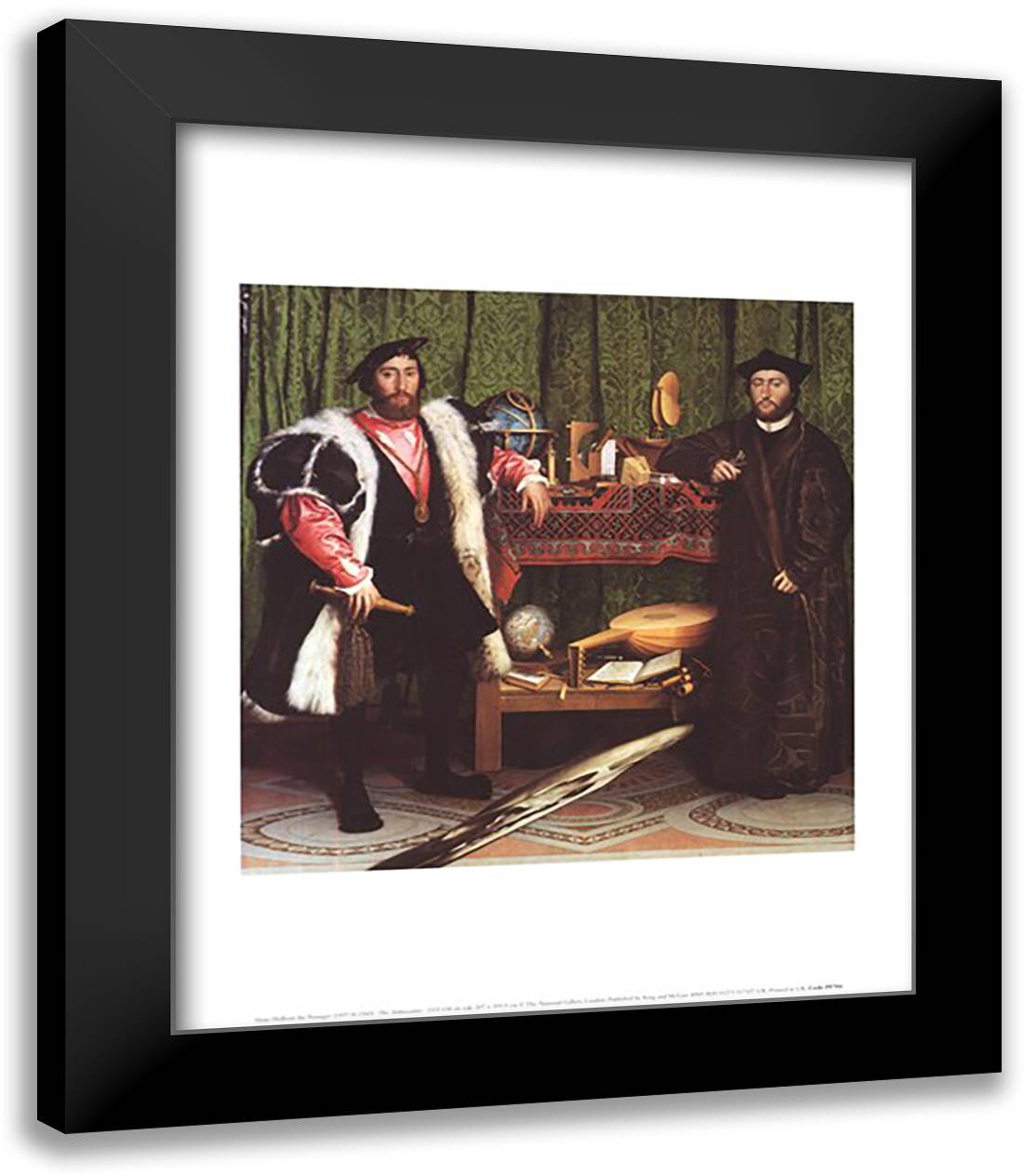 The Ambassadors' 15x18 Black Modern Wood Framed Art Print Poster by Holbein, Hans