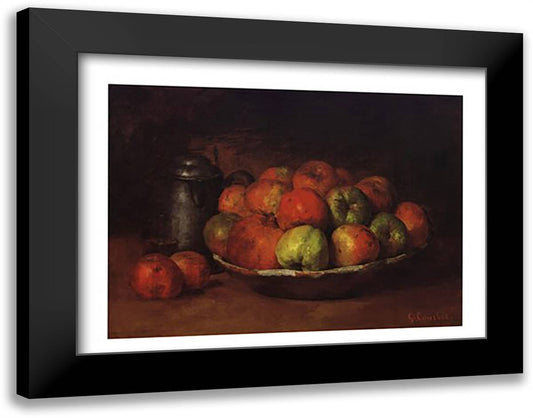 Still Life with Apples and a Pomegranate 18x15 Black Modern Wood Framed Art Print Poster by Courbet, Gustave