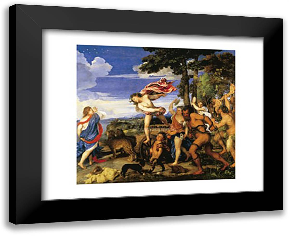 Bacchus and Ariadne 18x15 Black Modern Wood Framed Art Print Poster by Titian