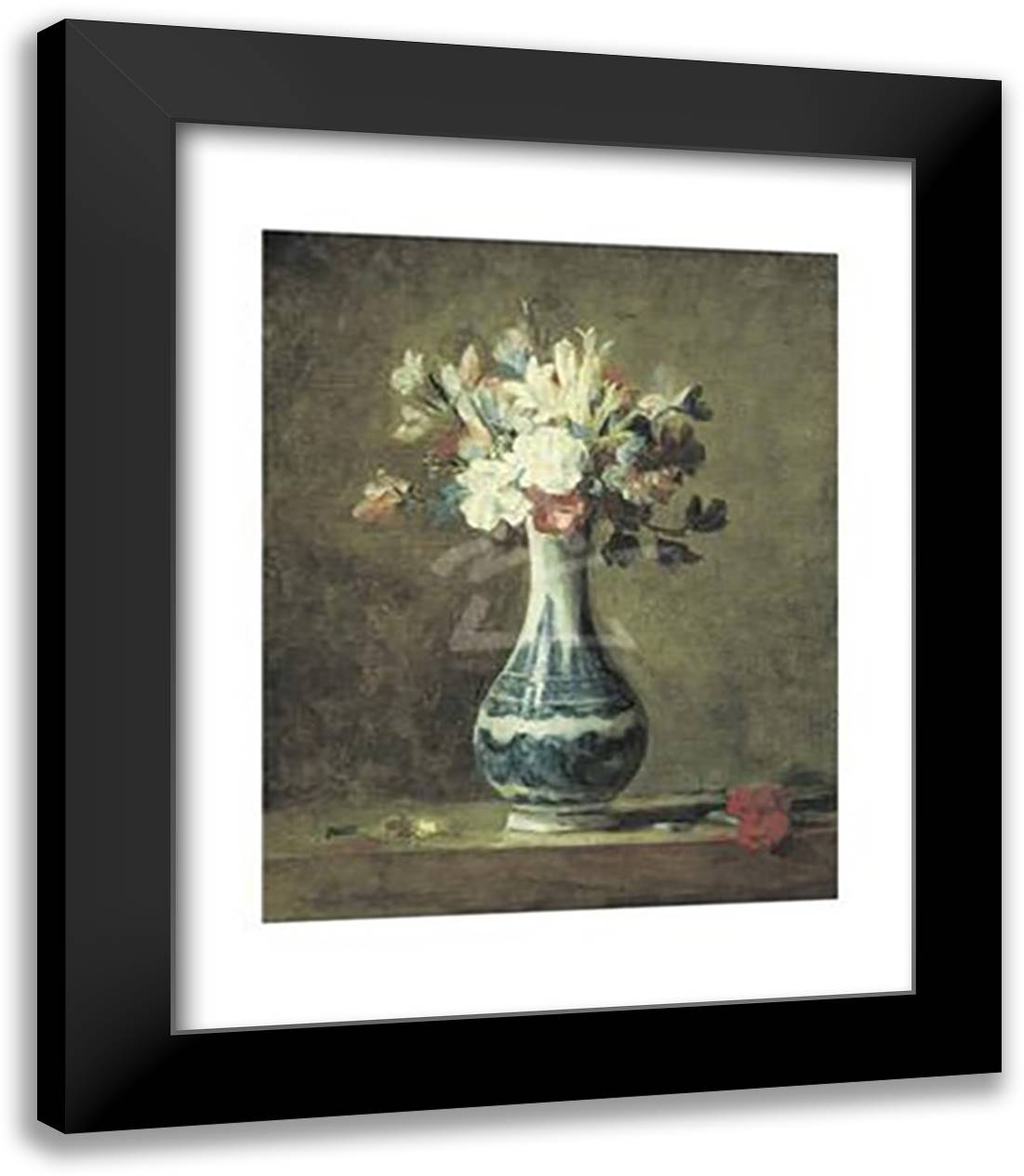 Vase of Flowers 15x18 Black Modern Wood Framed Art Print Poster by Chardin, Martina