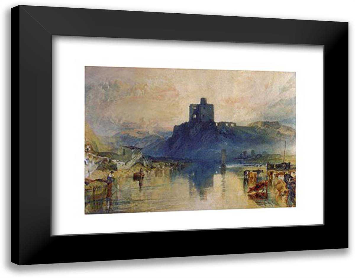 Norham Castle on the River Tweed 18x15 Black Modern Wood Framed Art Print Poster by Turner, J.M.W.