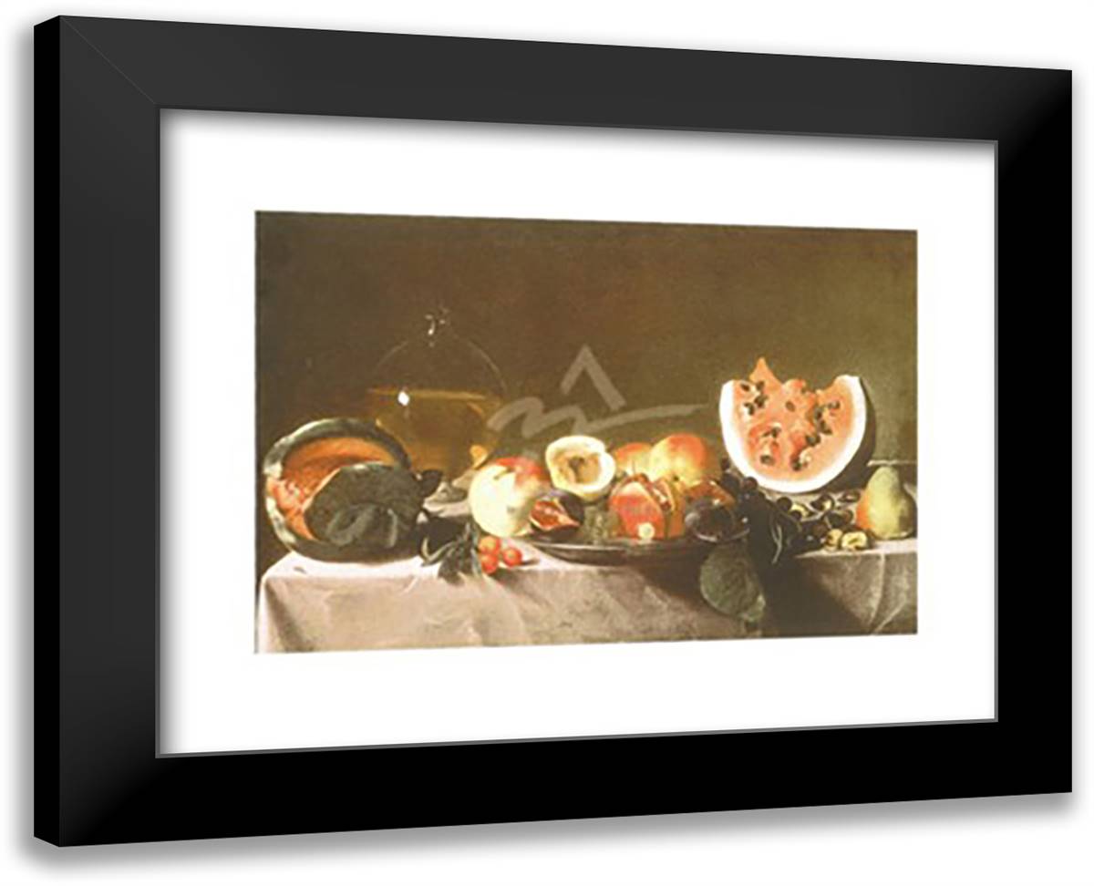 Saraceni - Still Life with Fruit and Carafe Size 18x15 Black Modern Wood Framed Art Print Poster by Saraceni