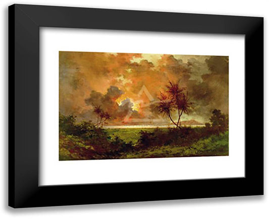 Sunrise over Diamond Head, 1888 18x15 Black Modern Wood Framed Art Print Poster by Tavernier