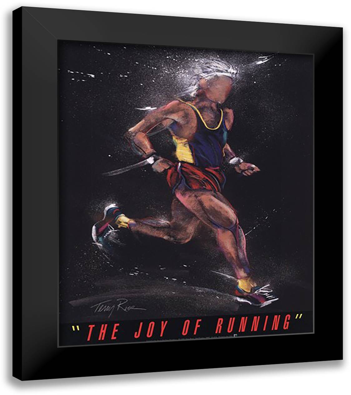 The Joy of Running 12x14 Black Modern Wood Framed Art Print Poster by Rose, Terry