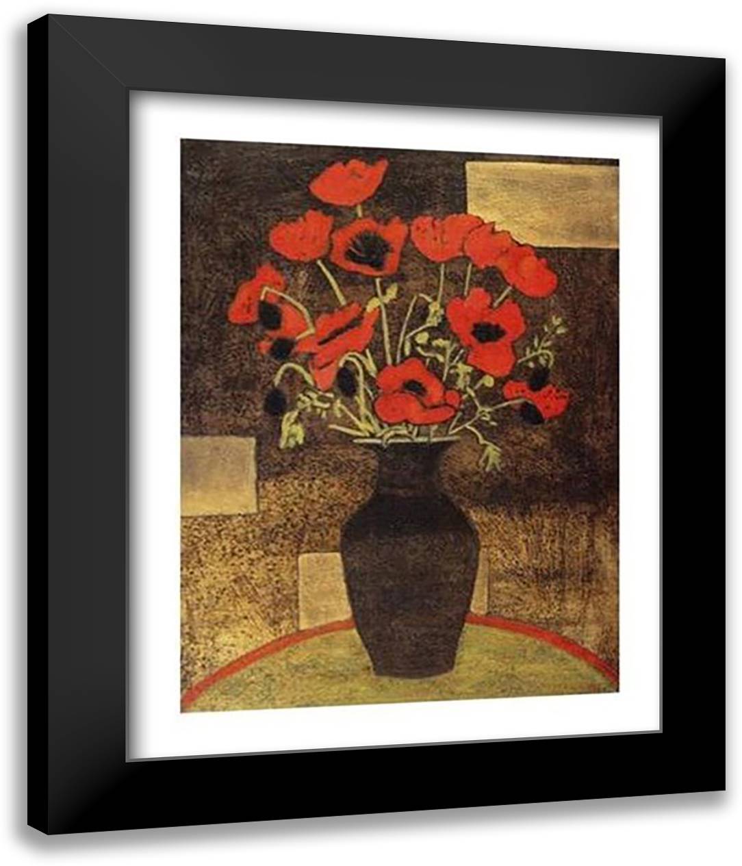 Oriental Poppies 15x18 Black Modern Wood Framed Art Print Poster by Jean, Beverly