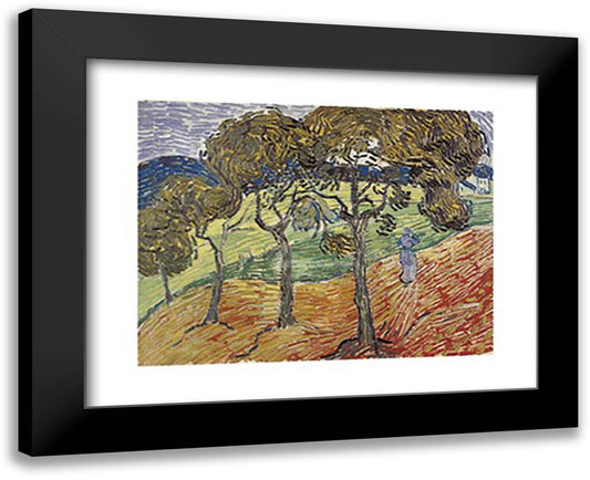 Landscape with Figures, c.1889 18x15 Black Modern Wood Framed Art Print Poster by Van Gogh, Vincent