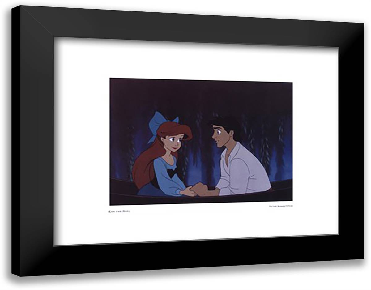 Kiss the Girl 18x15 Black Modern Wood Framed Art Print Poster by Disney