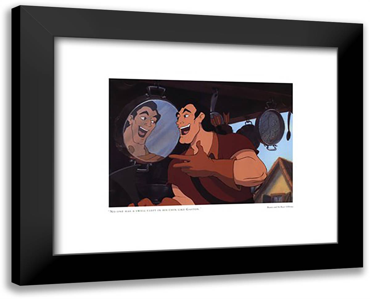 Gaston 18x15 Black Modern Wood Framed Art Print Poster by Disney
