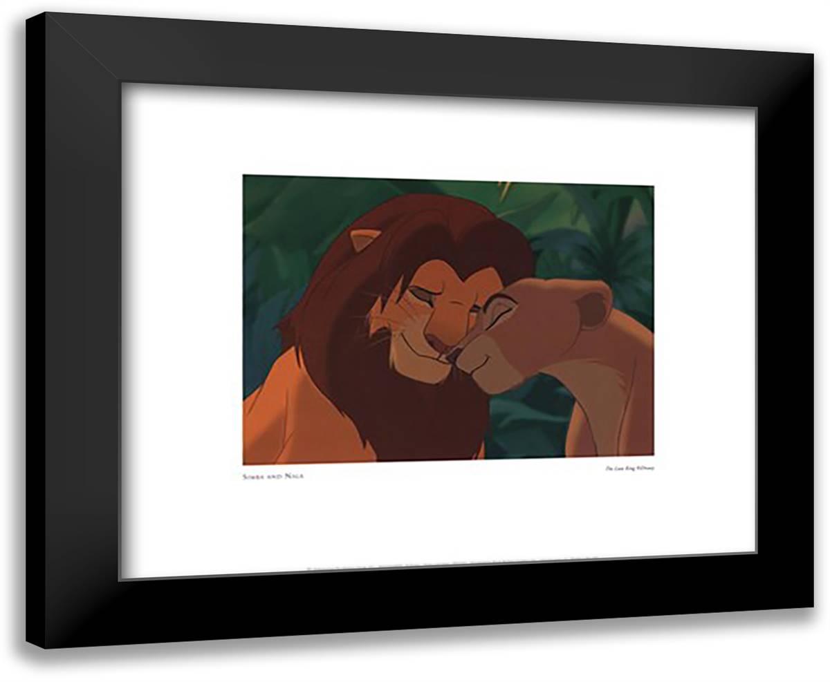 Simba and Nala 18x15 Black Modern Wood Framed Art Print Poster by Disney