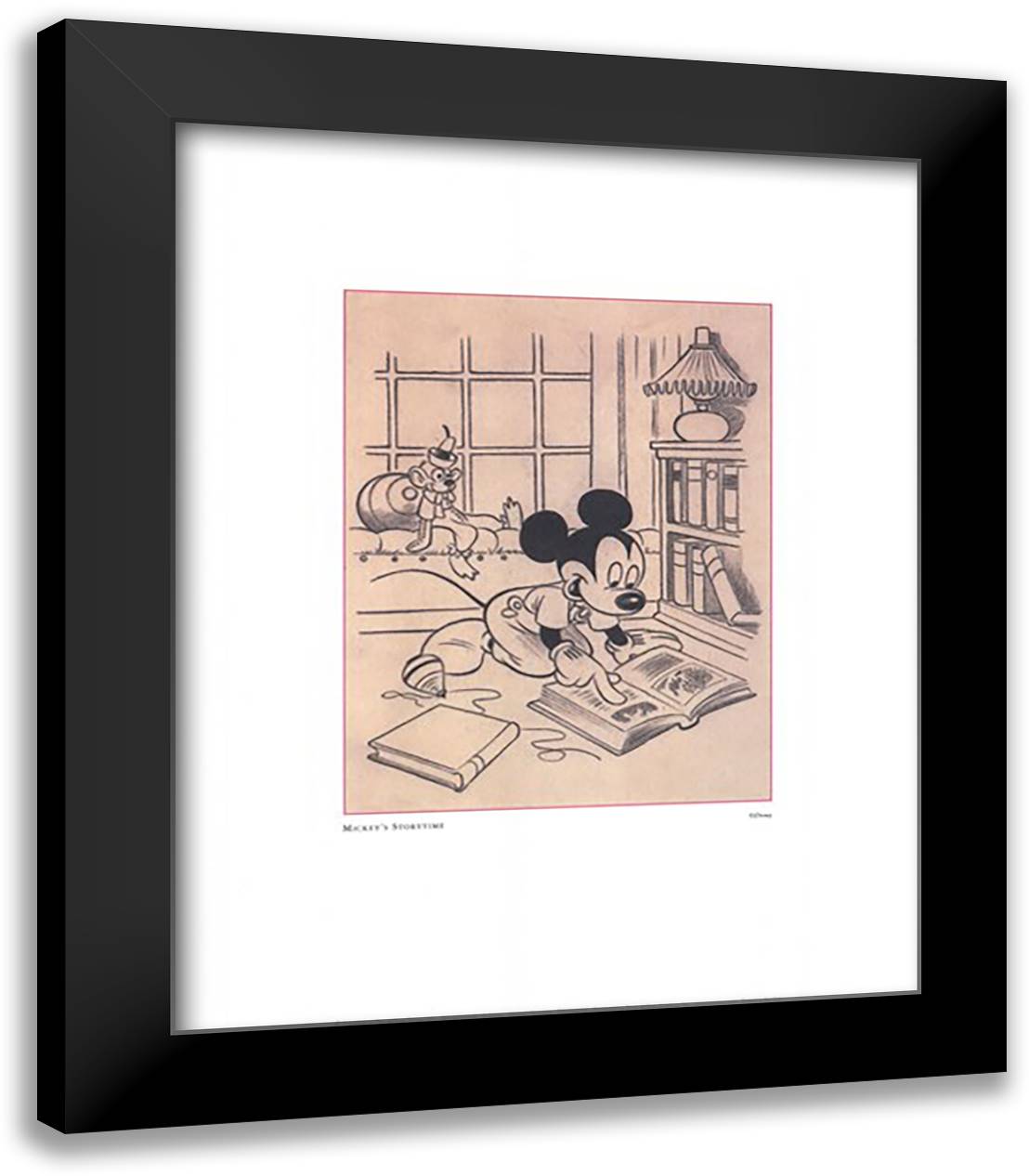 Mickey's Storytime 15x18 Black Modern Wood Framed Art Print Poster by Disney