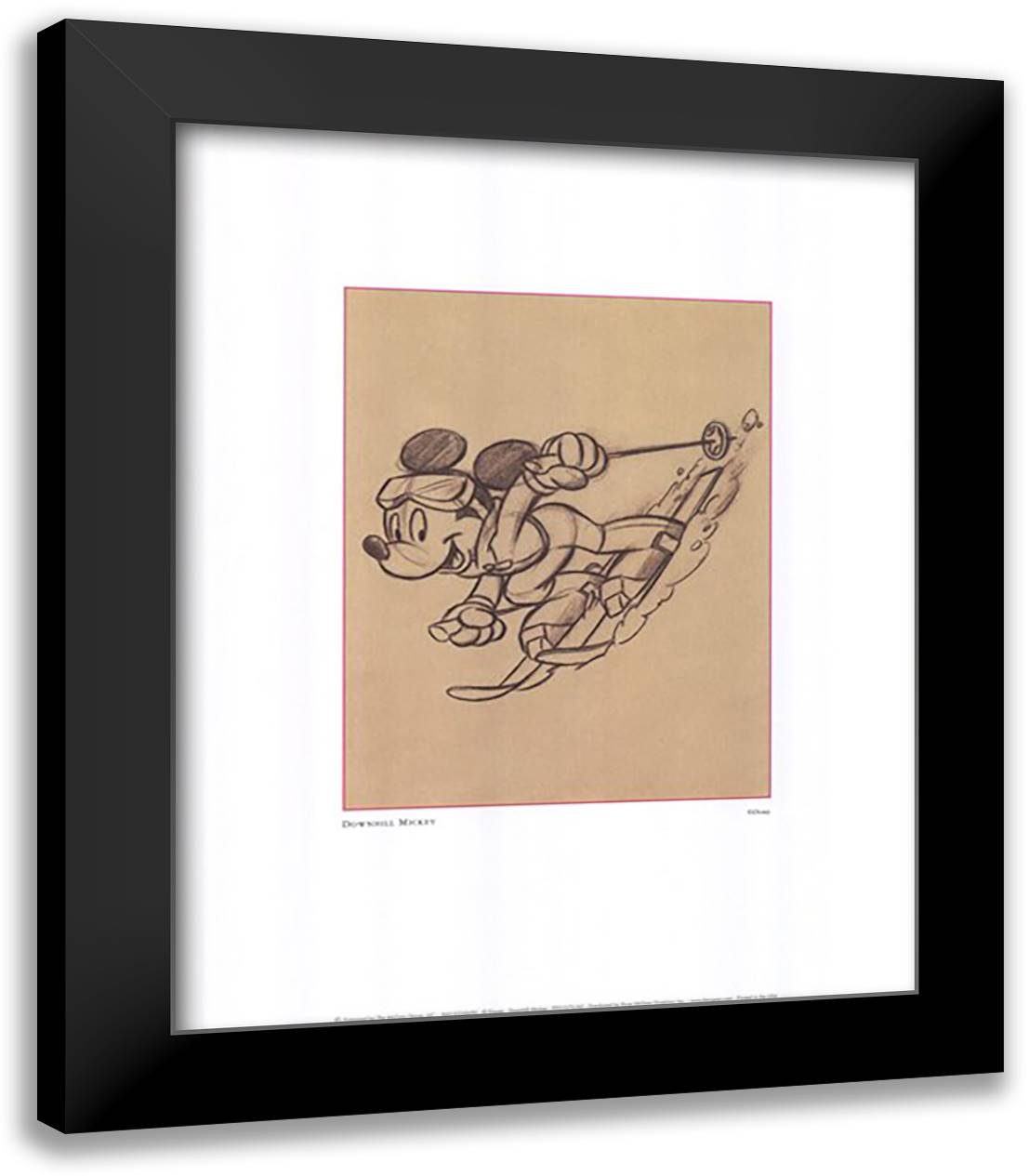 Downhill Mickey 15x18 Black Modern Wood Framed Art Print Poster by Disney