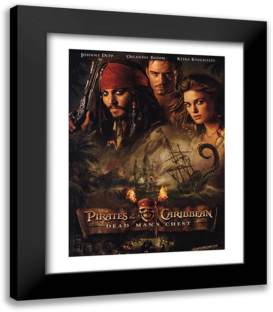 Pirates of the Caribbean: Dead Man's Chest (skull) 15x18 Black Modern Wood Framed Art Print Poster by Disney