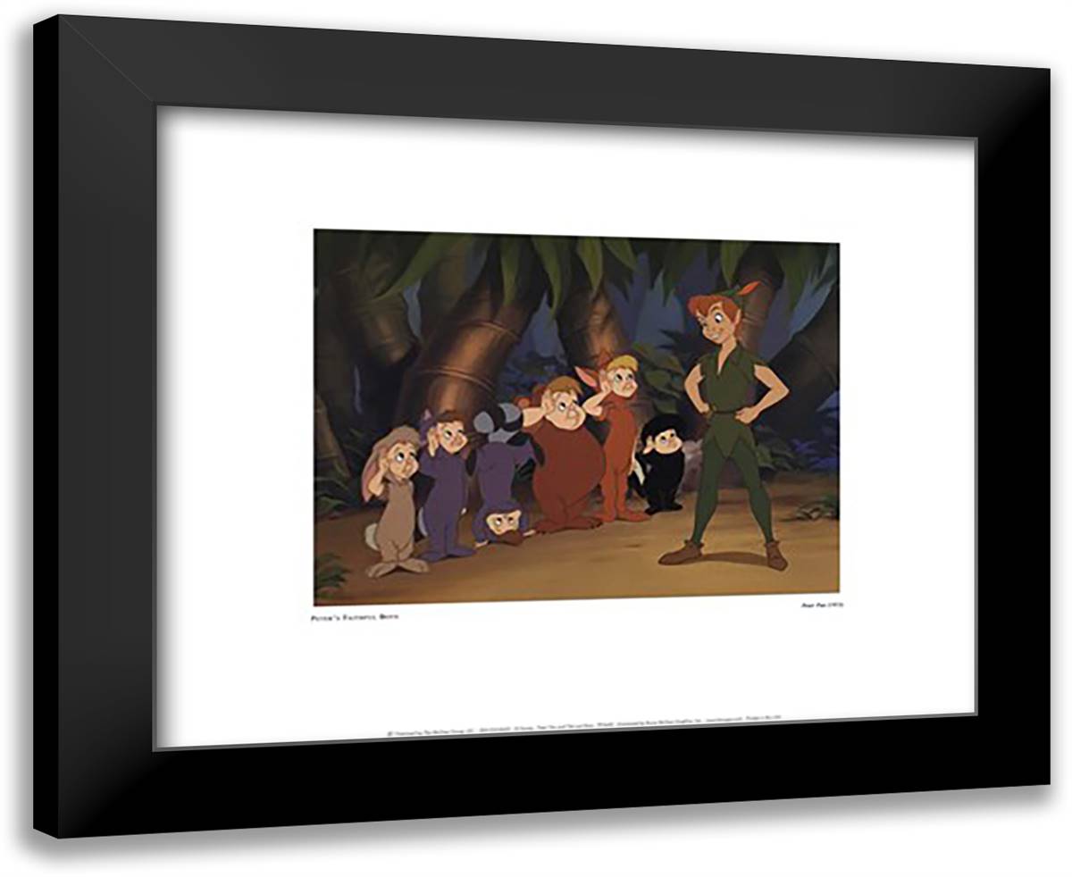 Peter Pan and the Lost Boys 18x15 Black Modern Wood Framed Art Print Poster by Disney