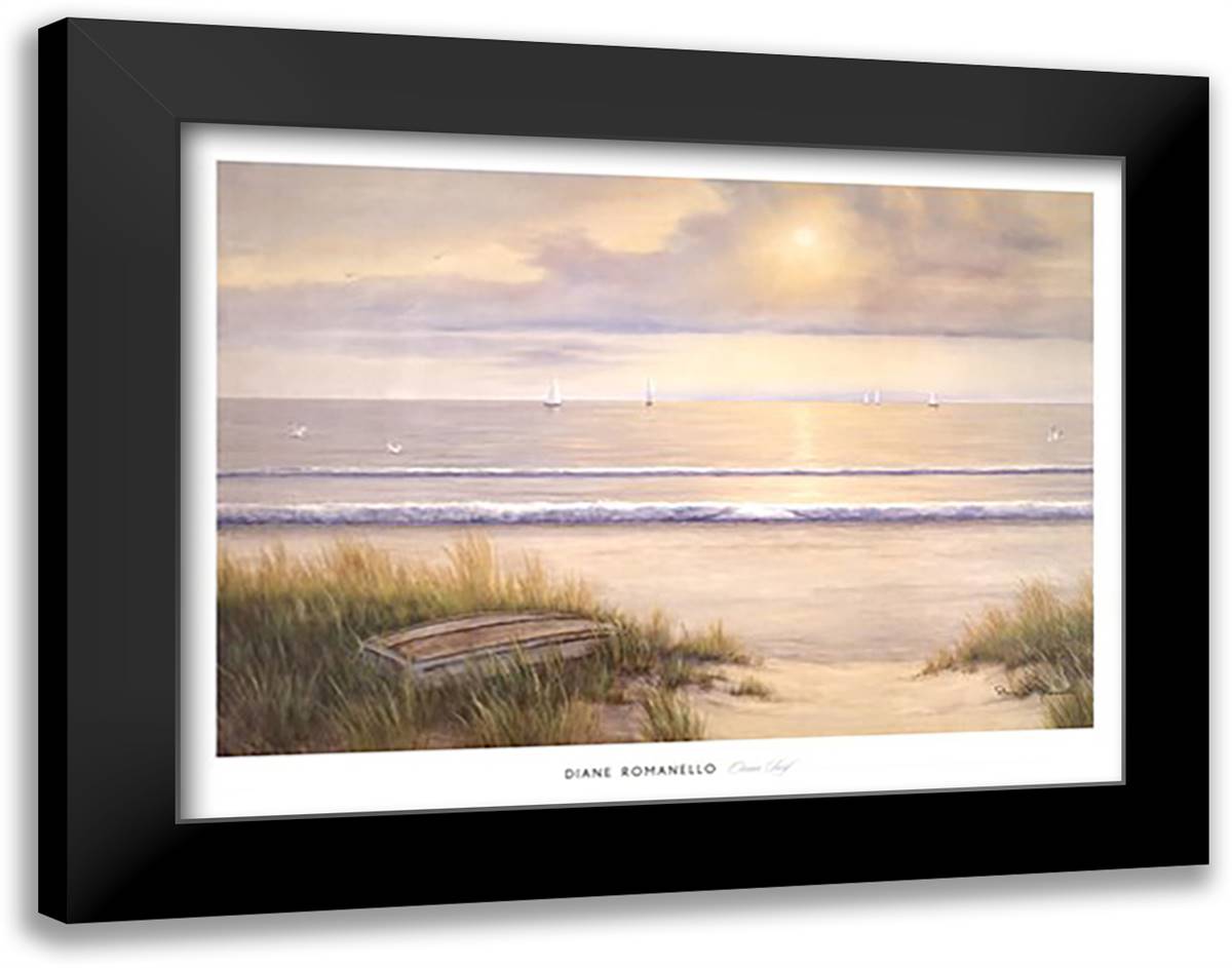 Ocean Surf 38x28 Black Modern Wood Framed Art Print Poster by Romanello, Diane