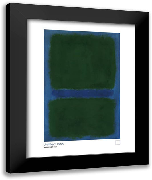 Untitled, 1968 (Blue Green, Blue on Blue Ground) 28x36 Black Modern Wood Framed Art Print Poster by Rothko, Mark