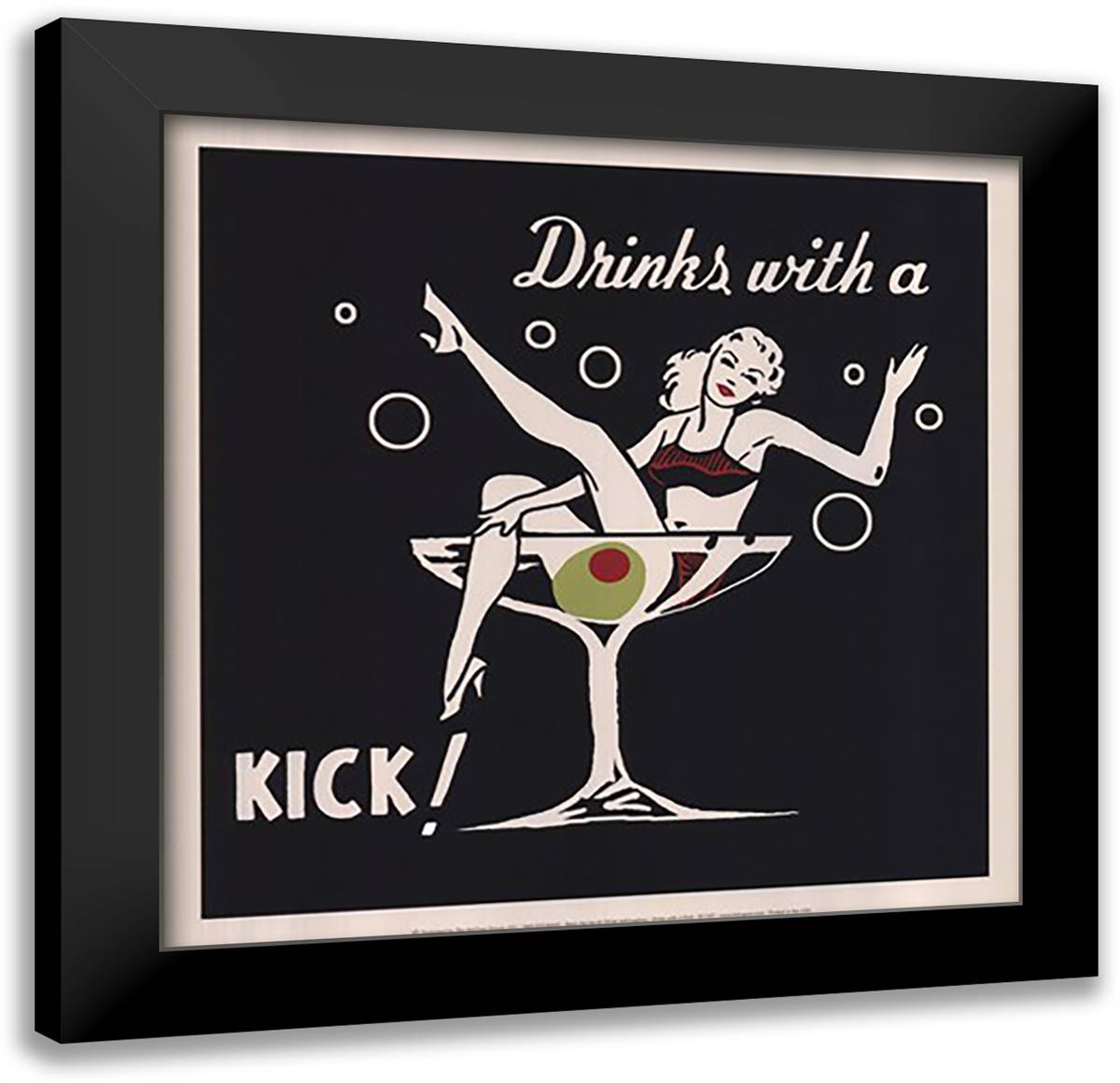 Drinks with a Kick 16x16 Black Modern Wood Framed Art Print Poster