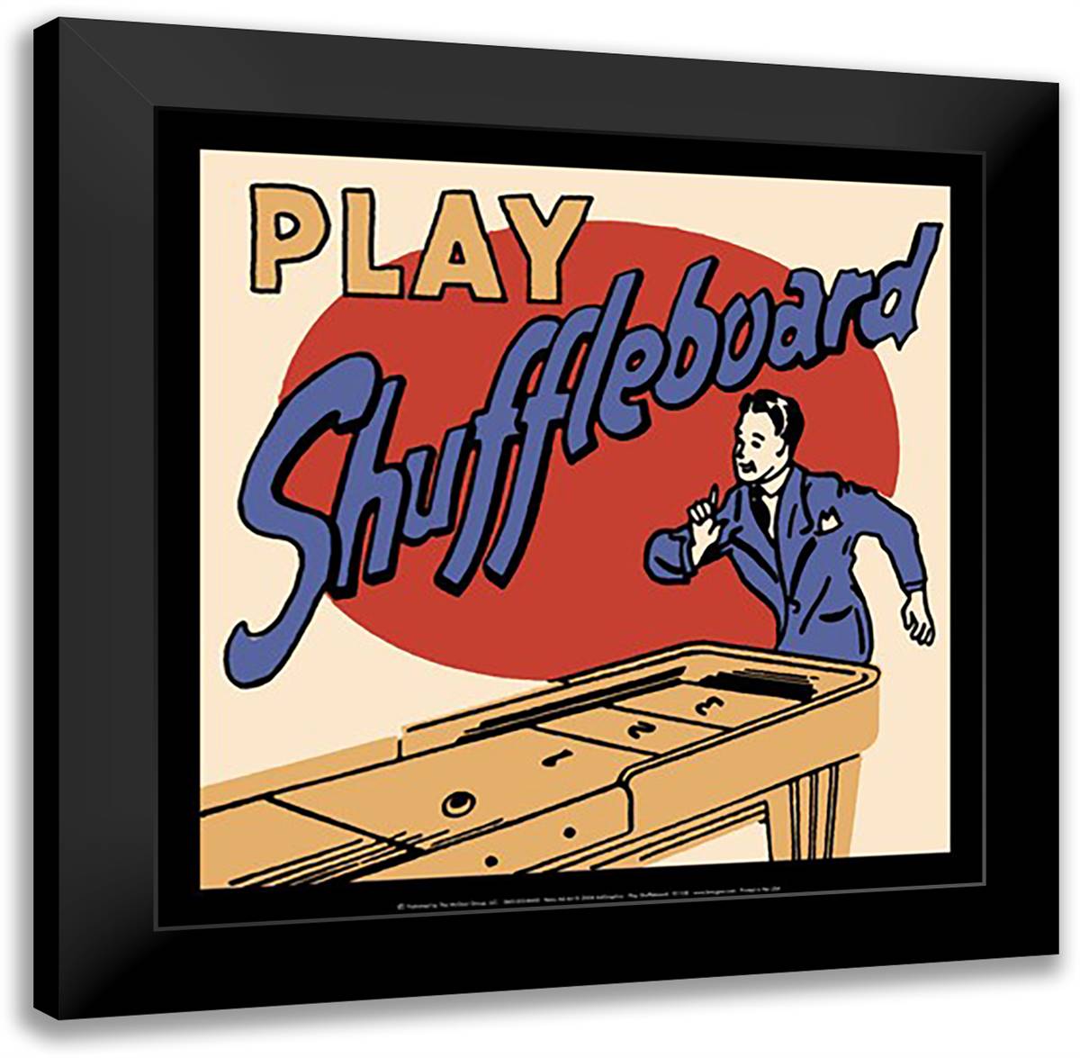 Play Shuffleboard 16x16 Black Modern Wood Framed Art Print Poster