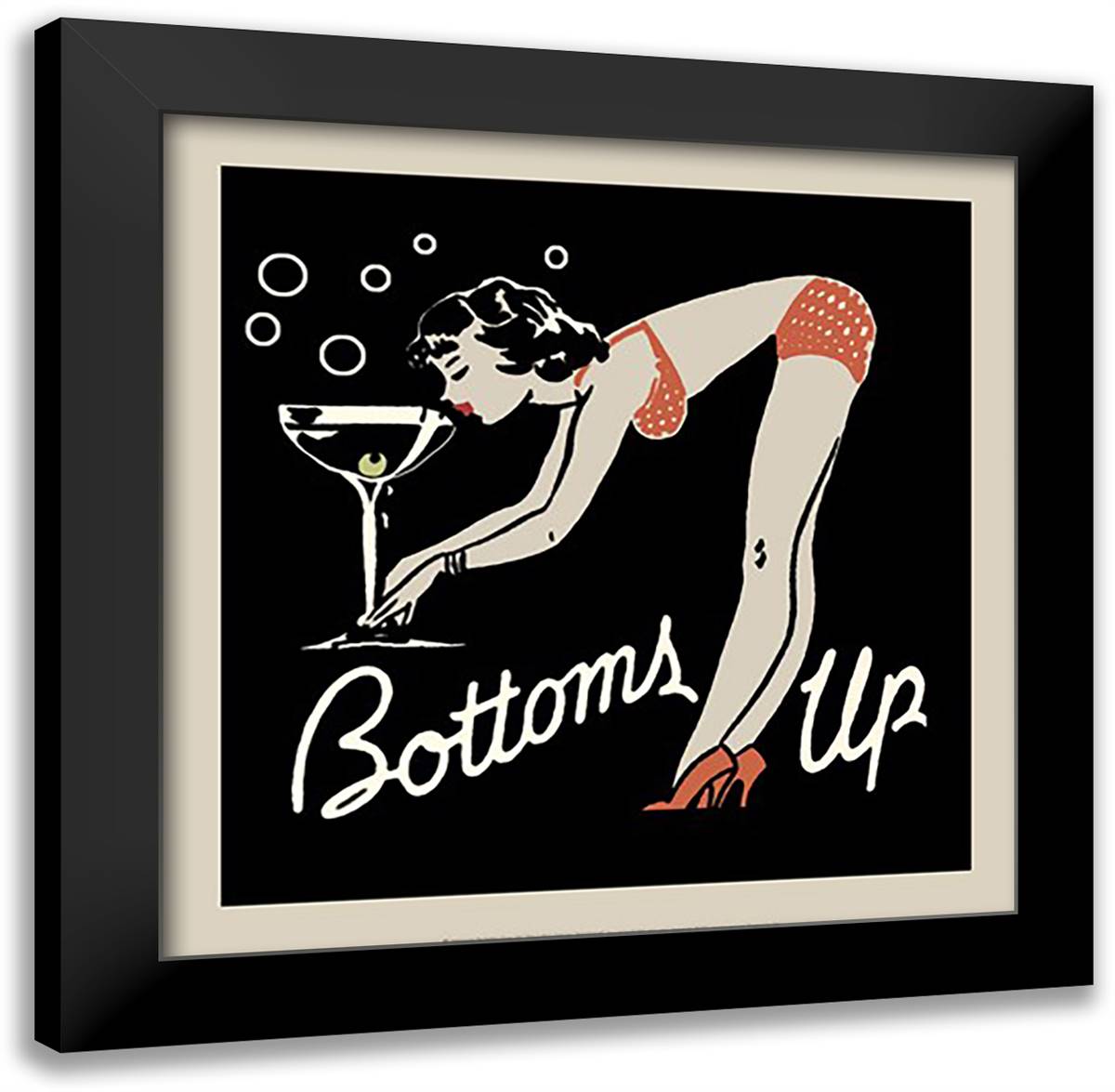 Bottoms Up 20x20 Black Modern Wood Framed Art Print Poster