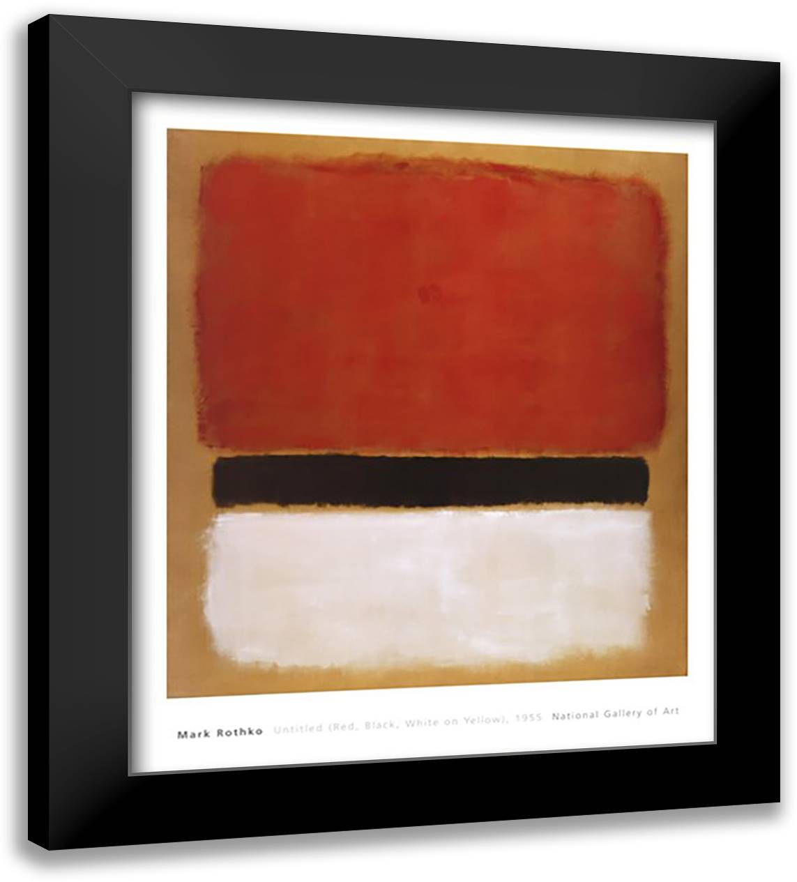 Untitled (Red, Black, White on Yellow), 1955 28x34 Black Modern Wood Framed Art Print Poster by Rothko, Mark