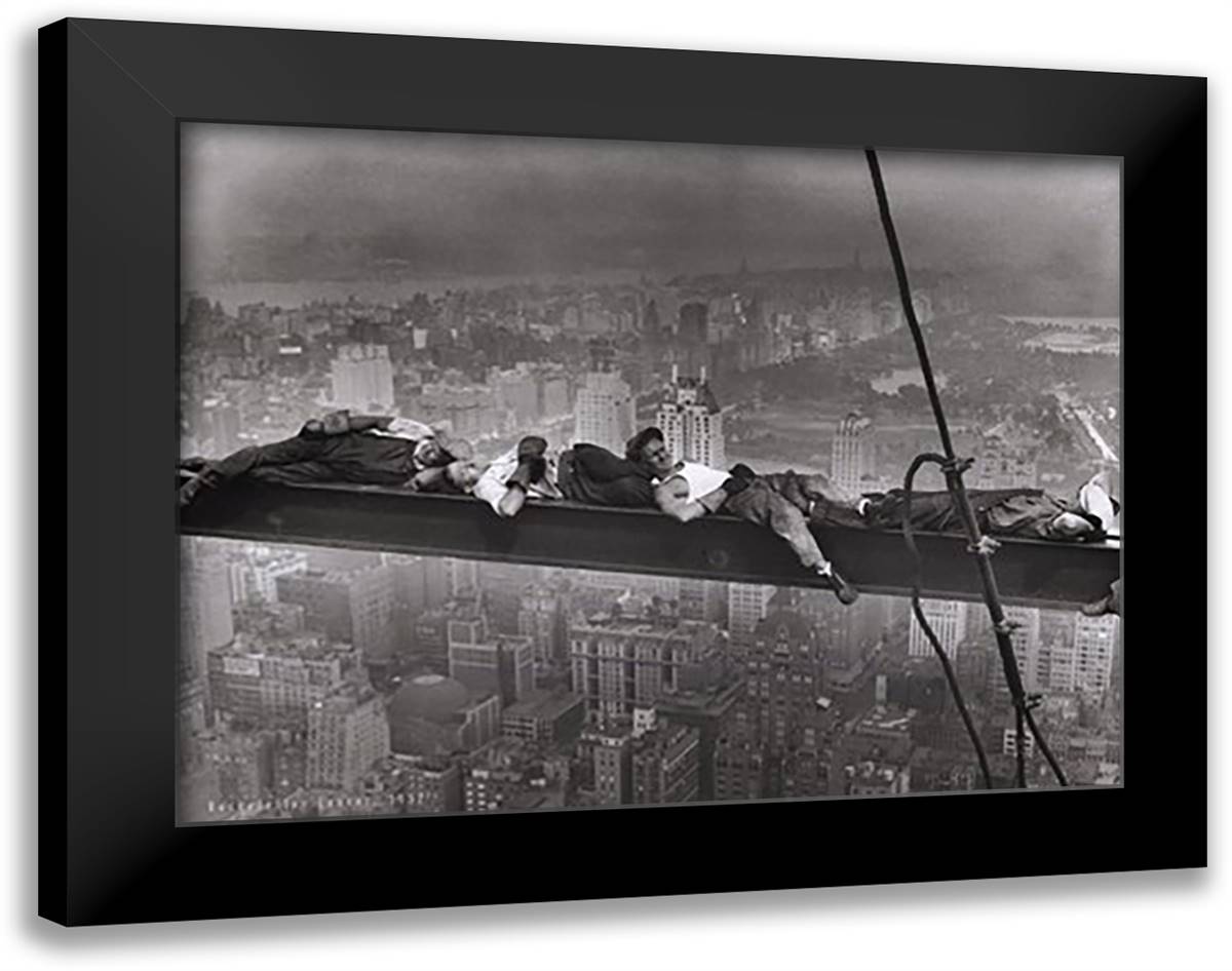 Rockefeller Center, 1932 (Resting on a Girder) 36x28 Black Modern Wood Framed Art Print Poster by Ebbets, Charles C.