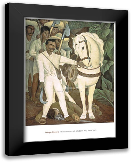 Agrarian Leader Zapata 28x40 Black Modern Wood Framed Art Print Poster by Rivera, Diego