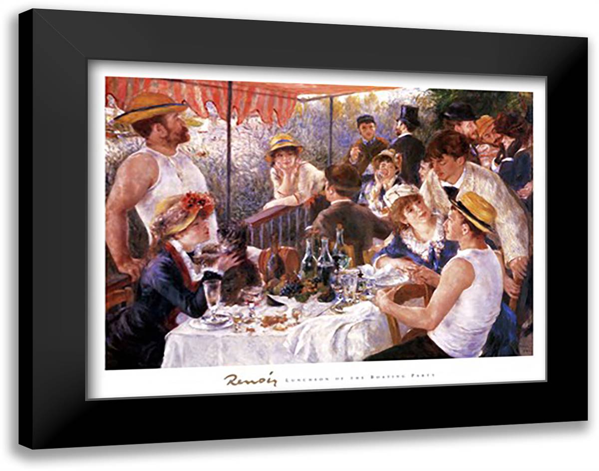 Luncheon of the Boating Party 36x28 Black Modern Wood Framed Art Print Poster by Renoir, Pierre-Auguste