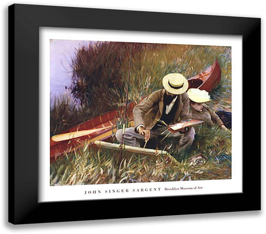 An Out-of-Doors Study (formerly known as Paul Helleu Sketching with His Wife) 32x28 Black Modern Wood Framed Art Print Poster by Sargent, John Singer