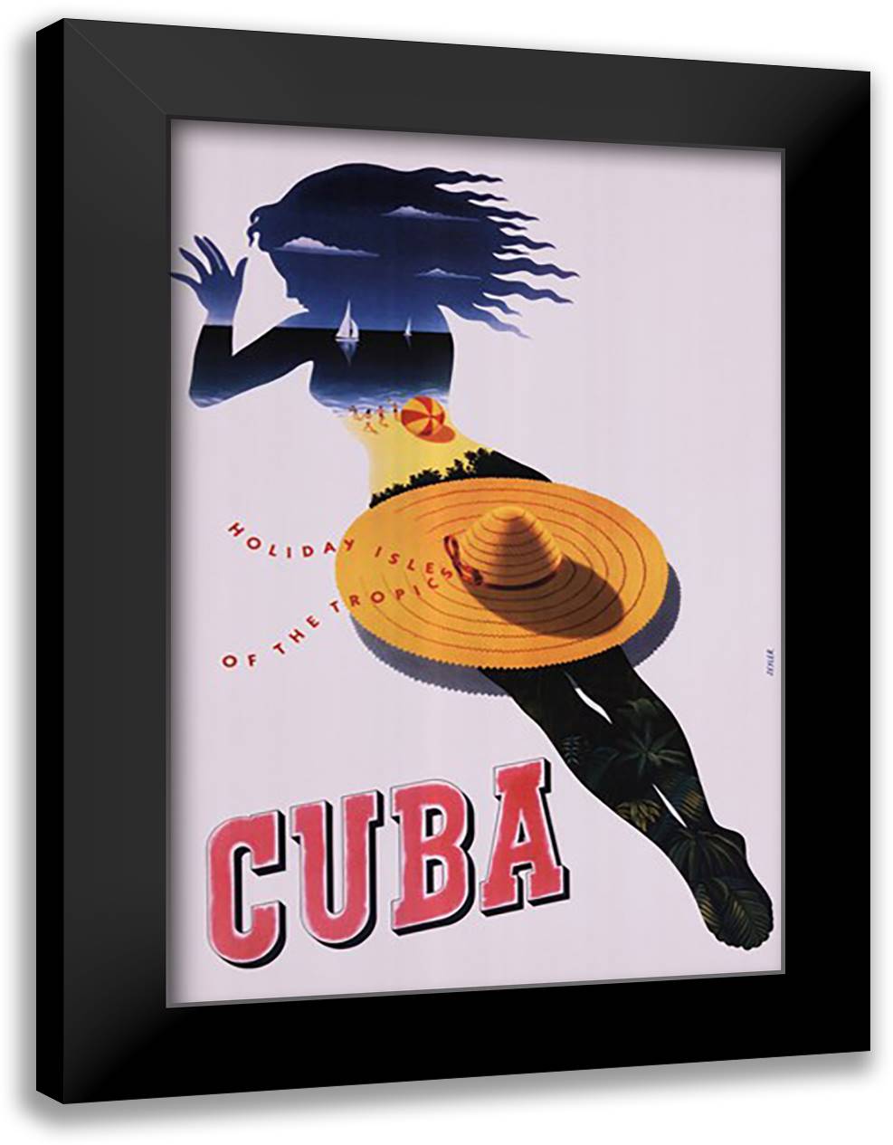 Cuba, Holiday Isle of the Tropics 28x40 Black Modern Wood Framed Art Print Poster by Seyler