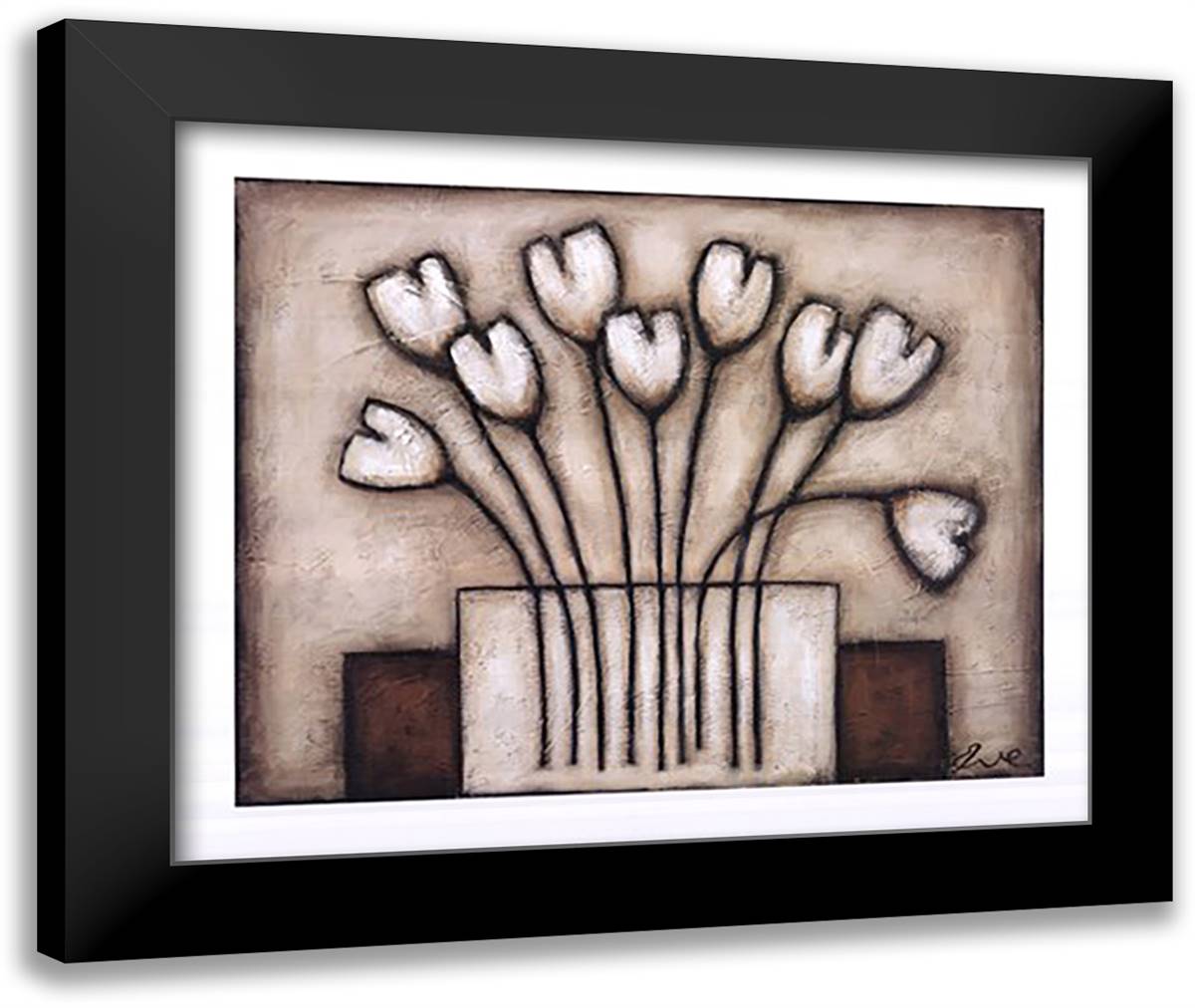 Fiori Adagio 34x28 Black Modern Wood Framed Art Print Poster by Shpritser, Eve