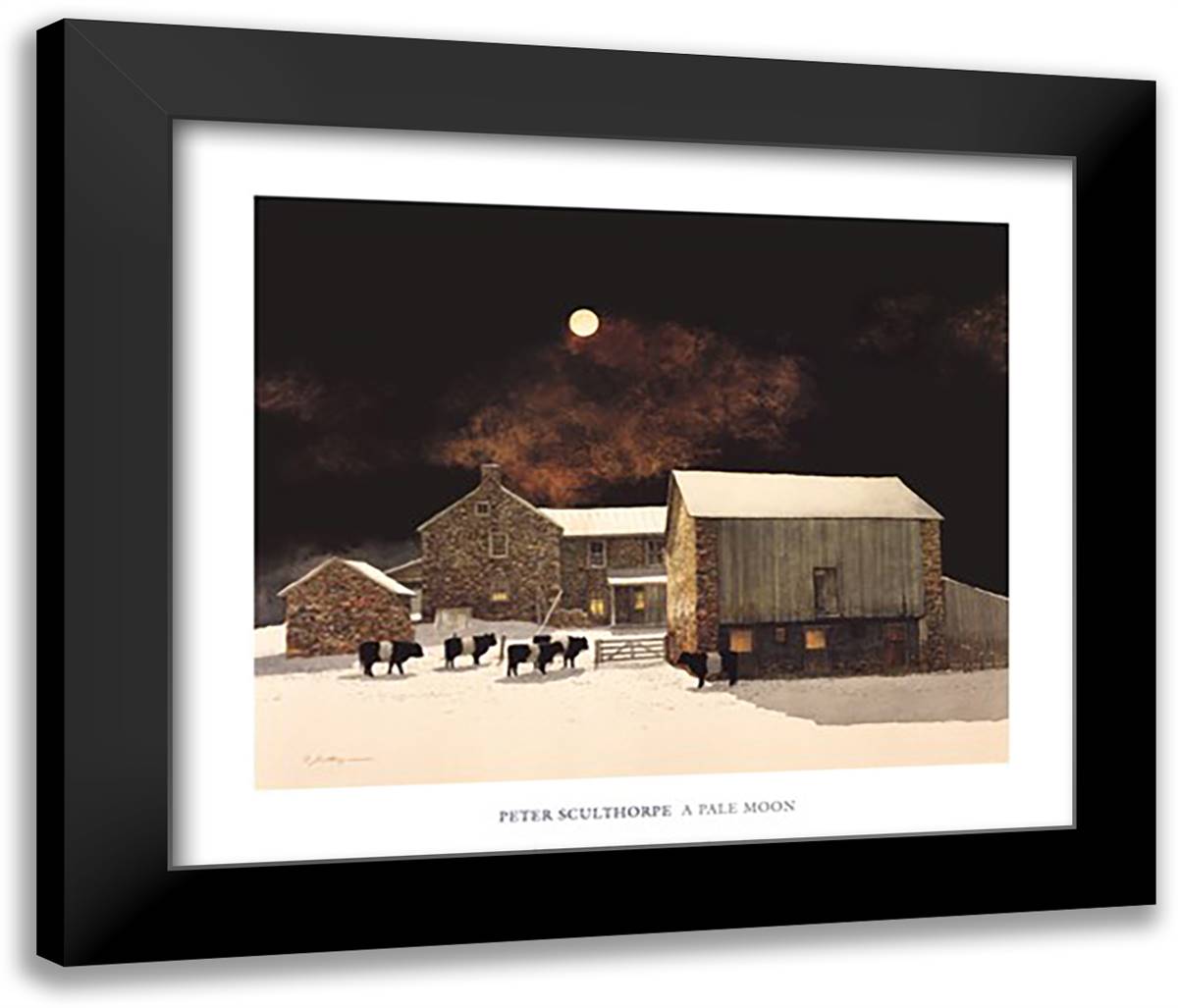 A Pale Moon 28x24 Black Modern Wood Framed Art Print Poster by Sculthorpe, Peter
