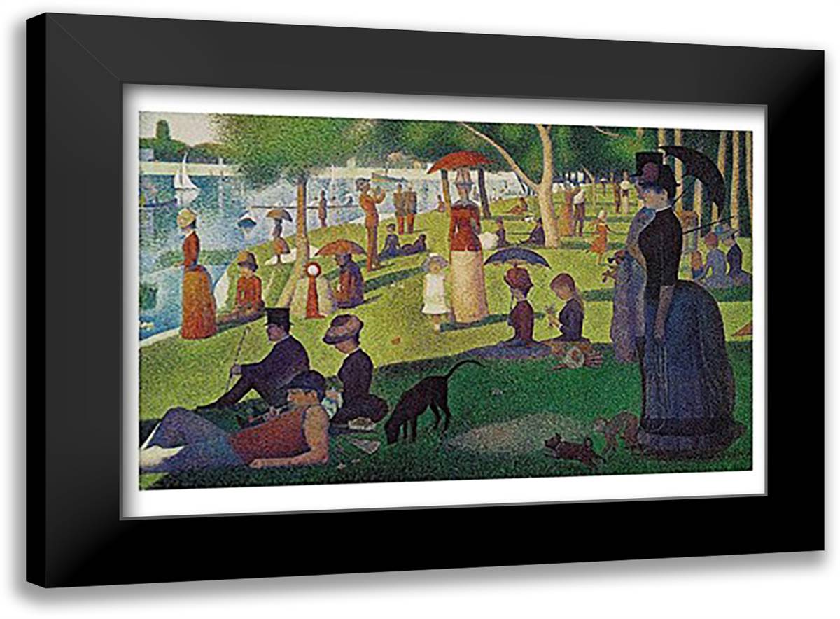 Sunday Afternoon on the Island of Grand Jatte 1864-6 23x17 Black Modern Wood Framed Art Print Poster by Seurat, Georges