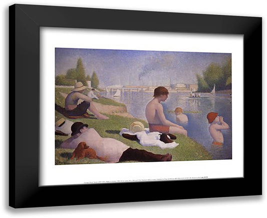 Bathers at Asnieres 18x15 Black Modern Wood Framed Art Print Poster by Seurat, Georges