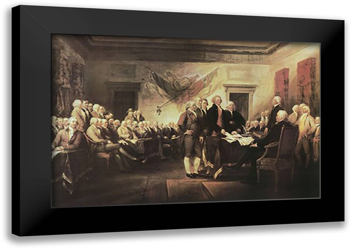 The Declaration of Independence 38x28 Black Modern Wood Framed Art Print Poster by Trumbull, John