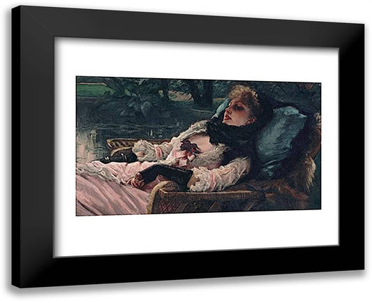 The Dreamer, of Summer Evening, ca. 1881 18x15 Black Modern Wood Framed Art Print Poster by Tissot, James