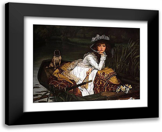 Lady in a Boat 18x15 Black Modern Wood Framed Art Print Poster by Tissot, James