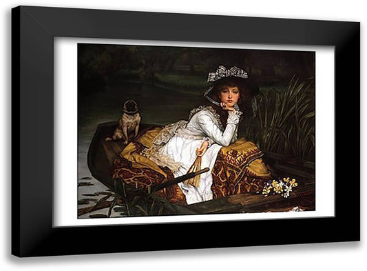 Lady in a Boat 23x17 Black Modern Wood Framed Art Print Poster by Tissot, James