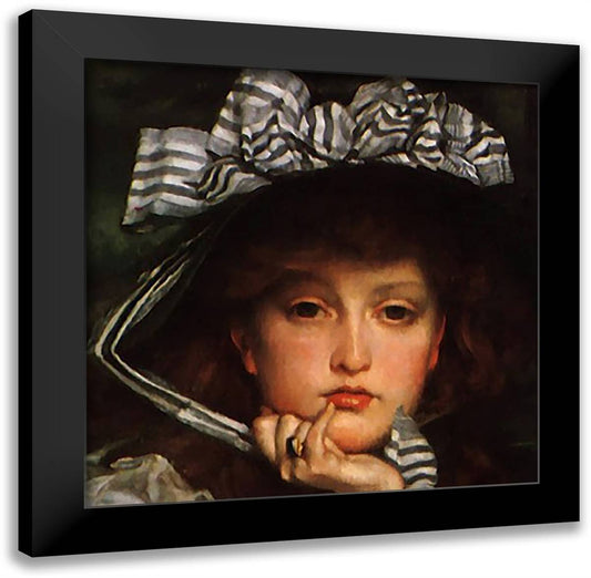 Lady in a Boat (detail) 16x16 Black Modern Wood Framed Art Print Poster by Tissot, James