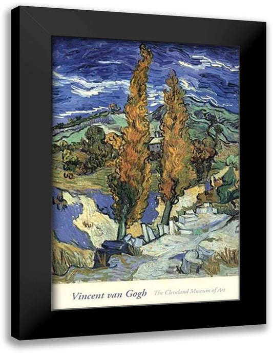 Poplars on a Hill 28x40 Black Modern Wood Framed Art Print Poster by Van Gogh, Vincent
